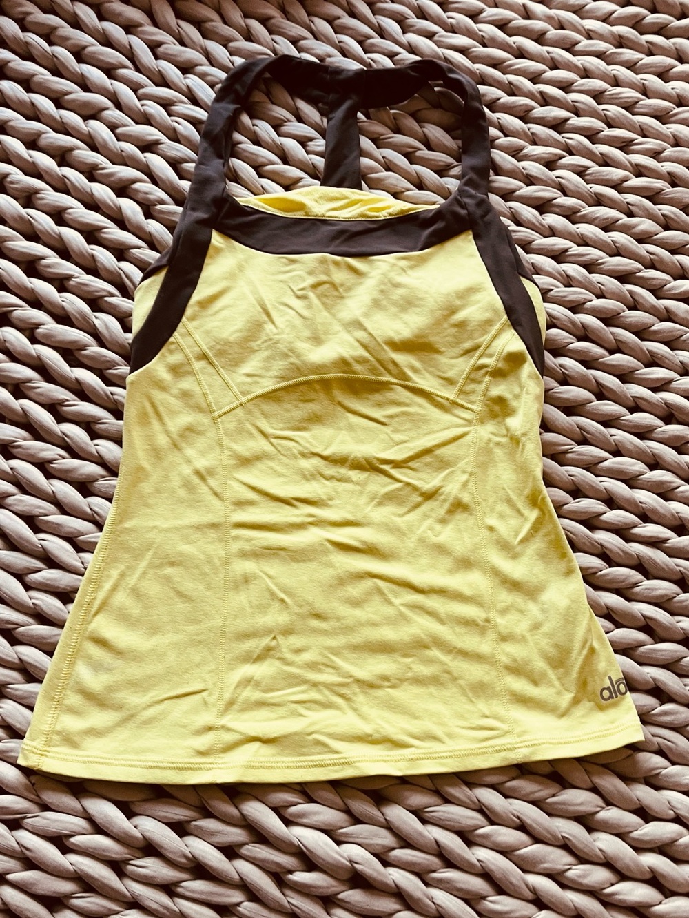 Alo Racerback Active Tank Butter Yellow Activewear Tank Top - Picture 9 of 11
